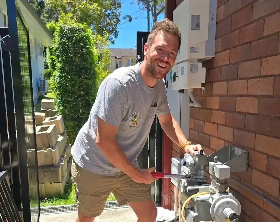 Danny, Director of Pineapple Plumbing co. Sydney, on site with gas plumbing equipment
